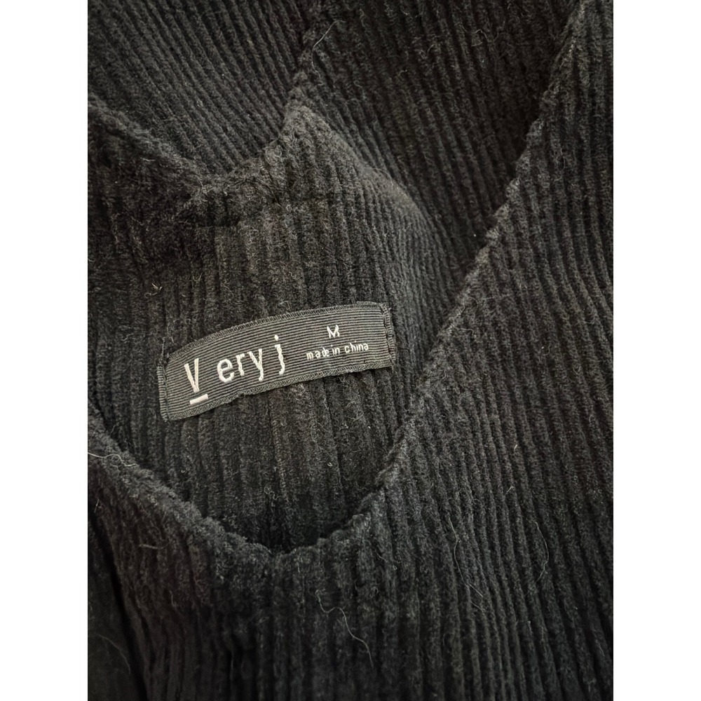 Very J Womens Black Corduroy Romper Overalls V-Neck Sleeveless Size M - Picture 7 of 10